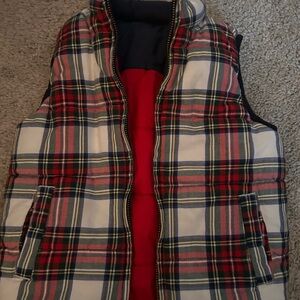 Janie and jack Reversible plaid/red Puffer Vest